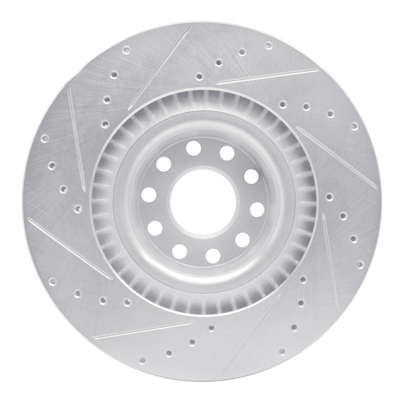 Audi S8 Brake Rotor (1) - Front Right - R1 Concepts - Drilled & Slotted - Silver - `01-`03